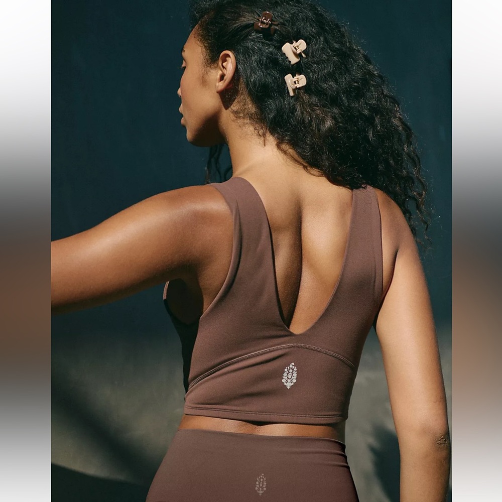 Free People Better Better Crop Brown V-Neck Top Tank Bra - Picture 2 of 6